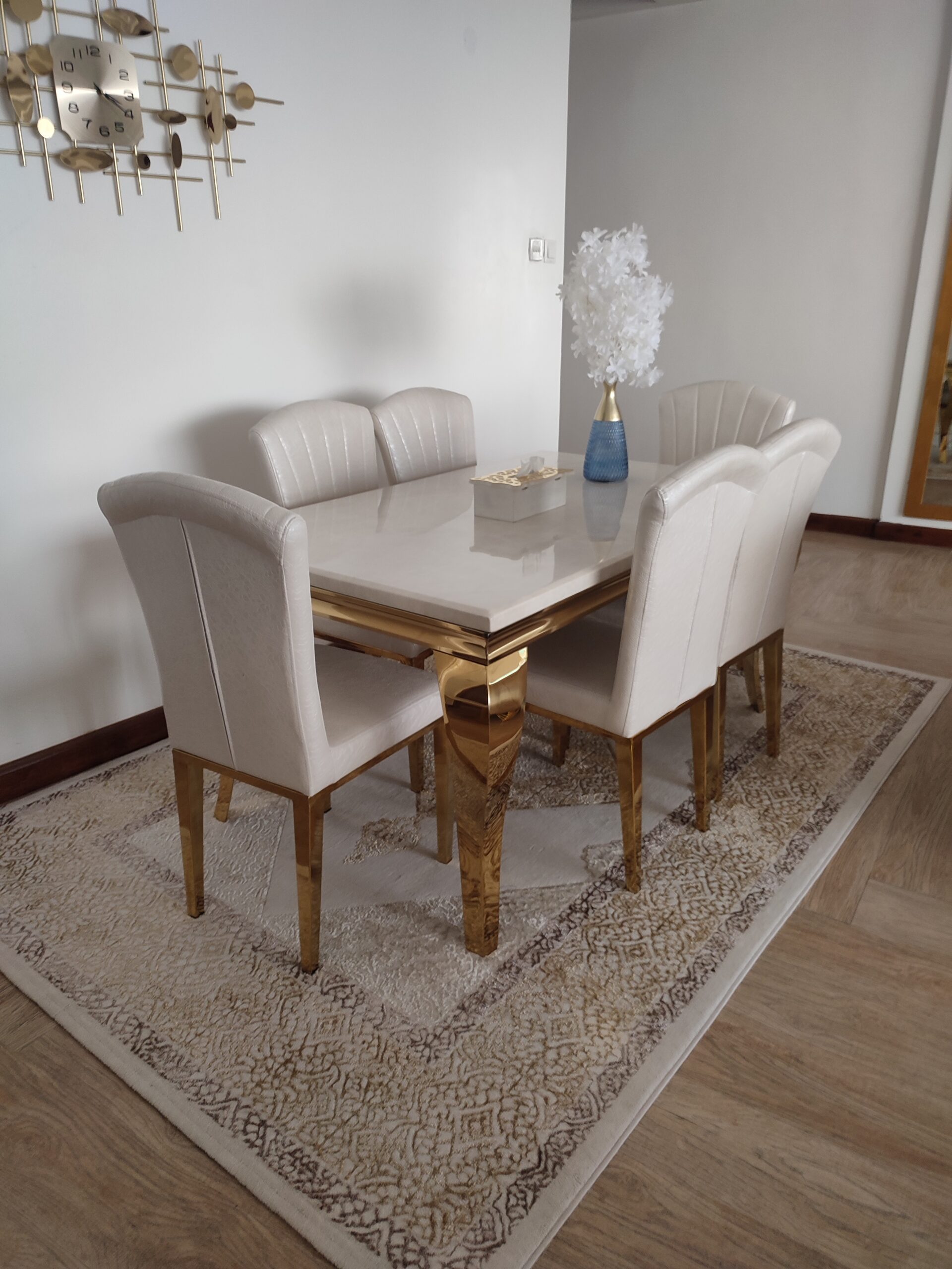 6 Seater Marble Top Dining Set