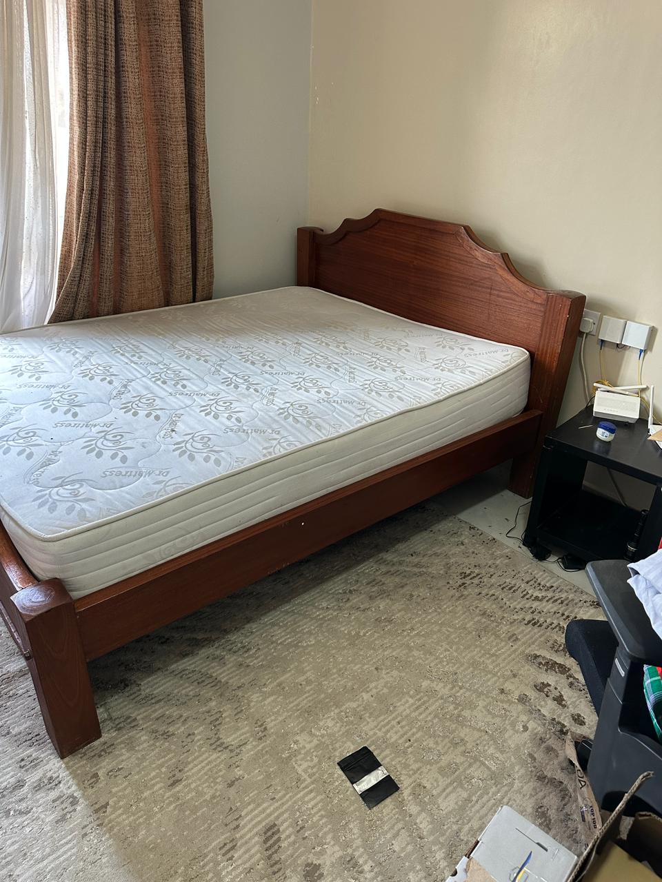 5 by 6 Mahogany Bed with Mattress for Sale