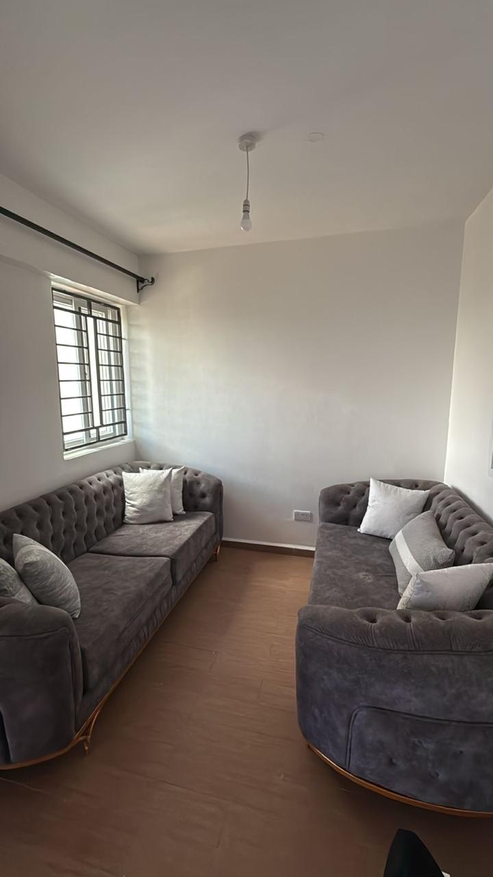 TWO PIECE SET OF GREY TUFTED VELVET SOFAS