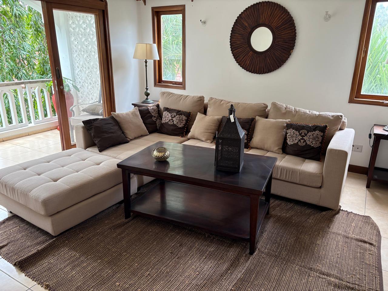 Beige L-Shaped Sectional Sofa with Chaise