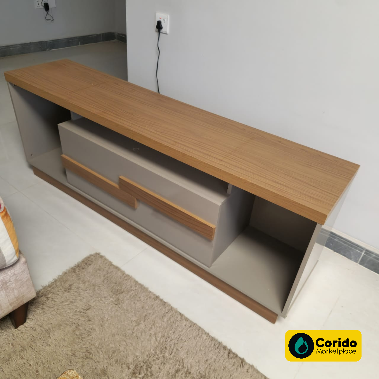 Modern Wood-Finish TV Stand