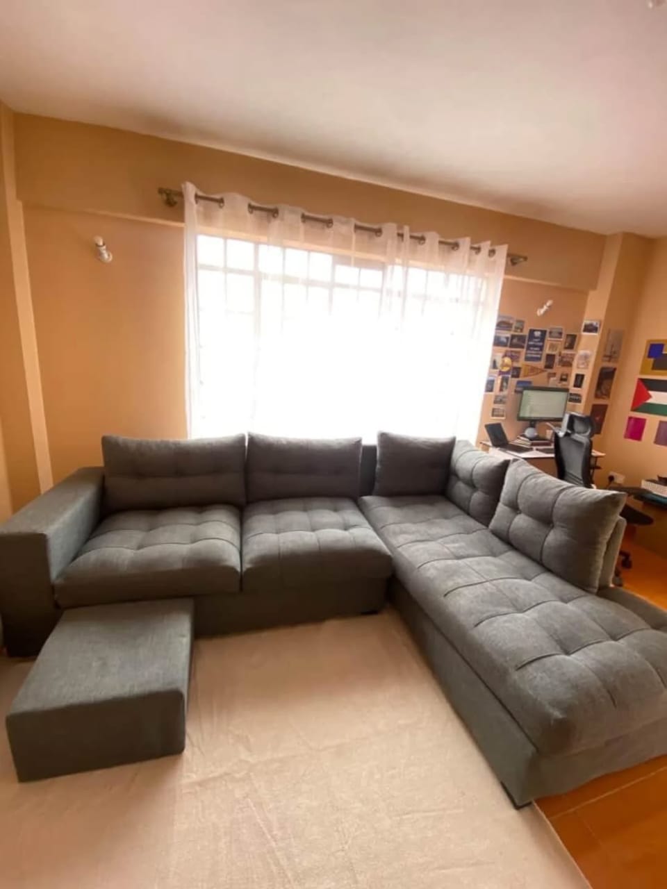 Modern L-Shape Grey Sofa for Living Room. 2 Modern L-Shape Grey Sofa for Living Room