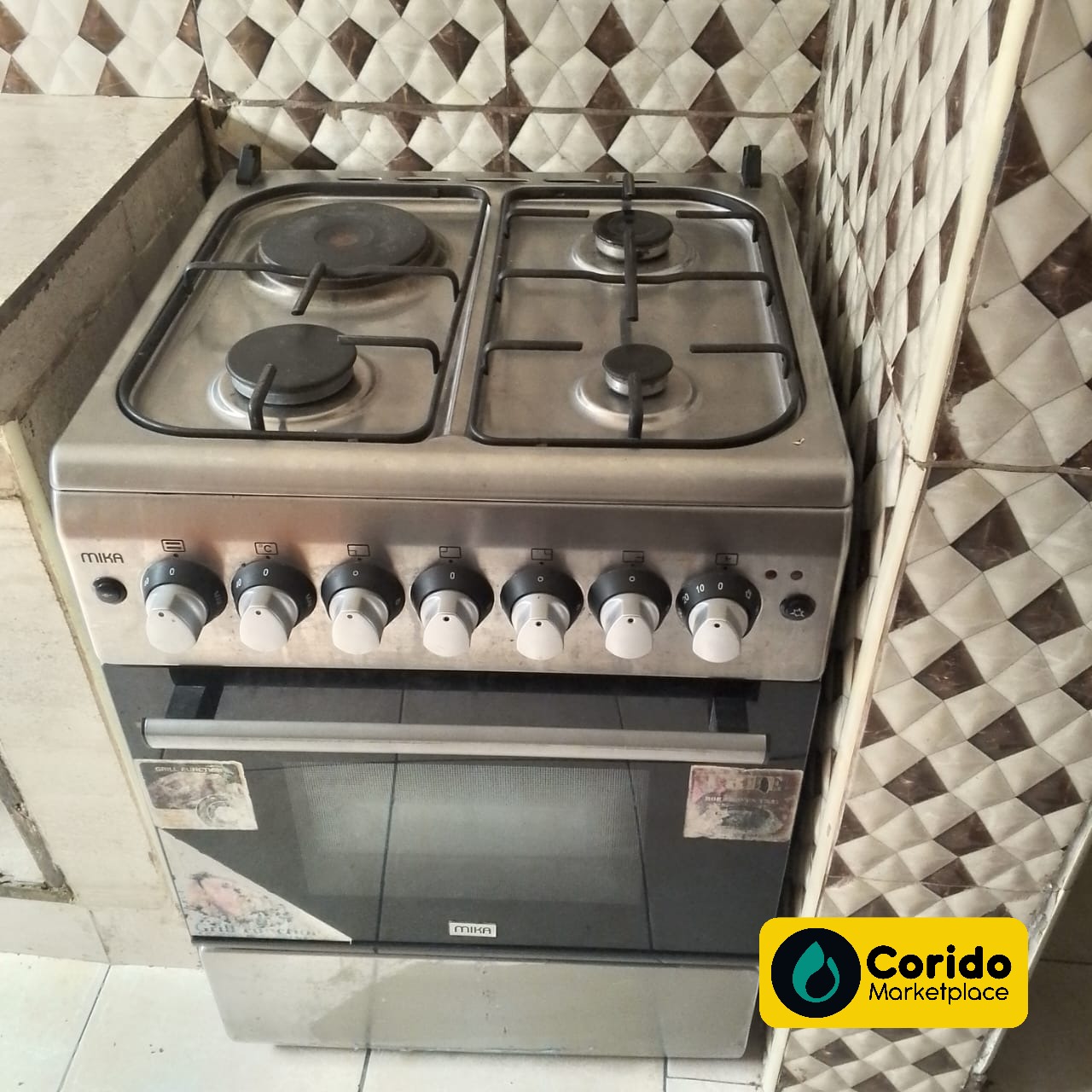 MIKA 4-Burner Gas Cooker with Electric Oven