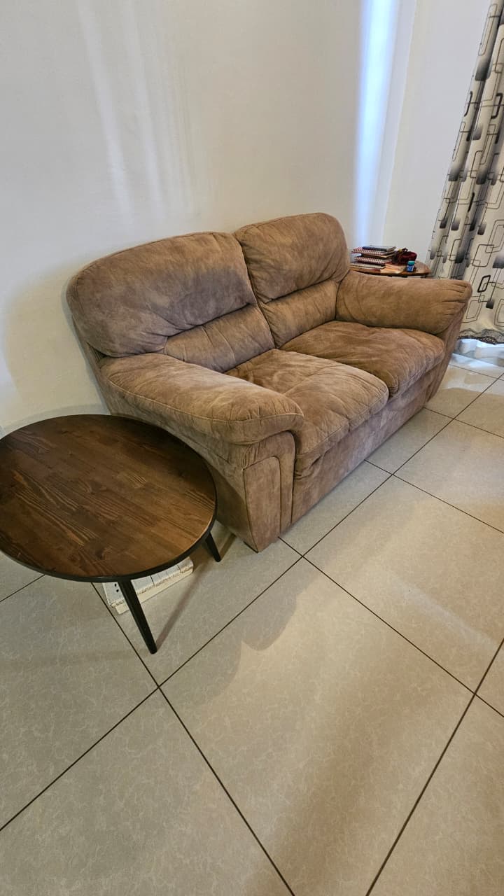 Brown Plush Microfiber 2+3 Seater Sofa Set. 2 Brown Plush Microfiber 2+3 Seater Sofa Set