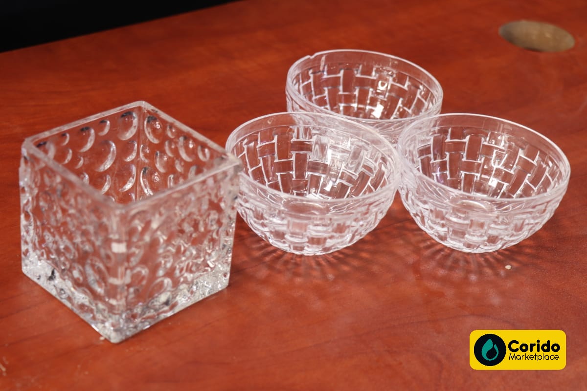 Elegant, Crystal Glass Dessert Bowl Set