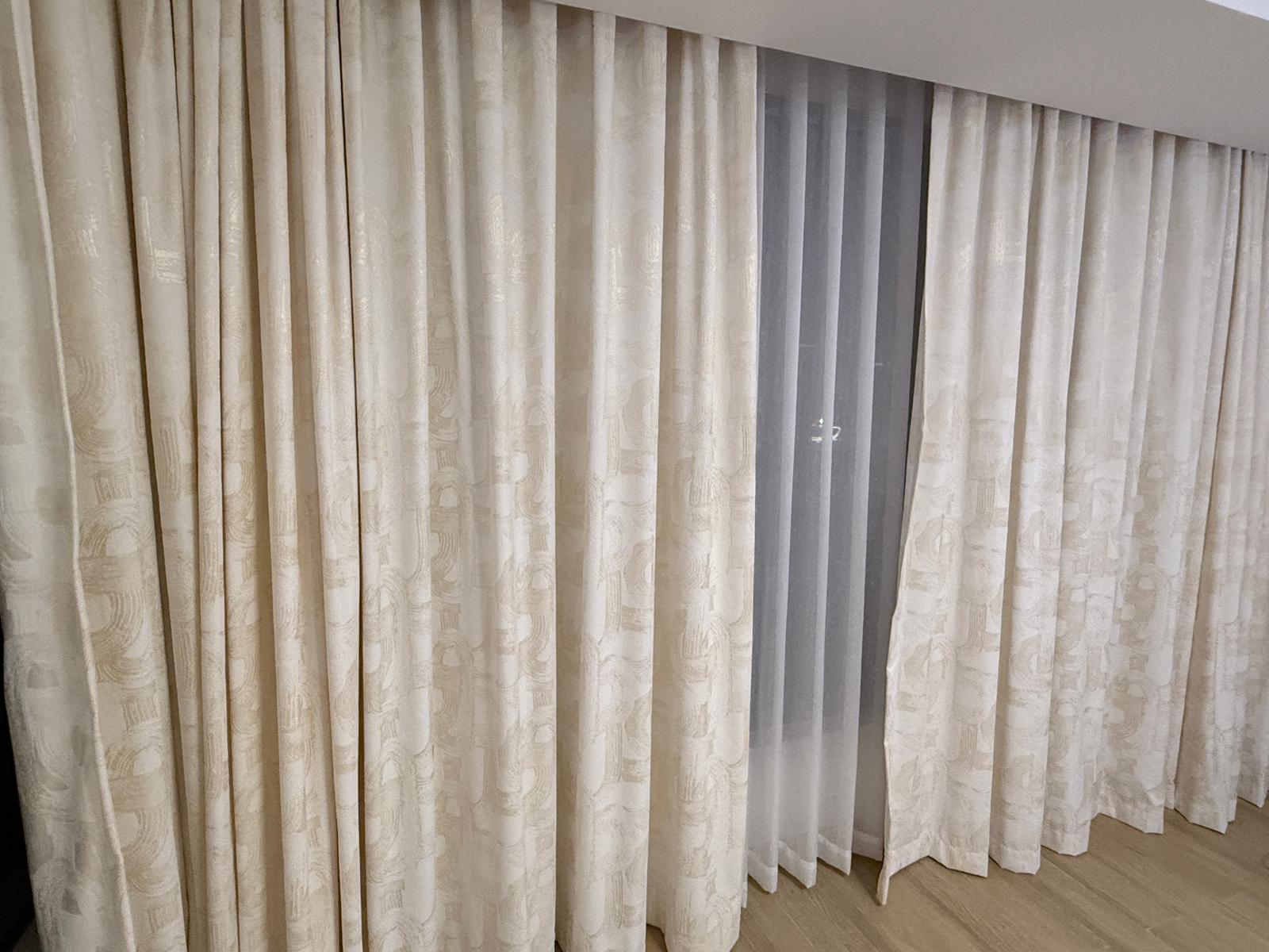 Beige Curtains with Sheers 2 Beige Curtains with Sheers