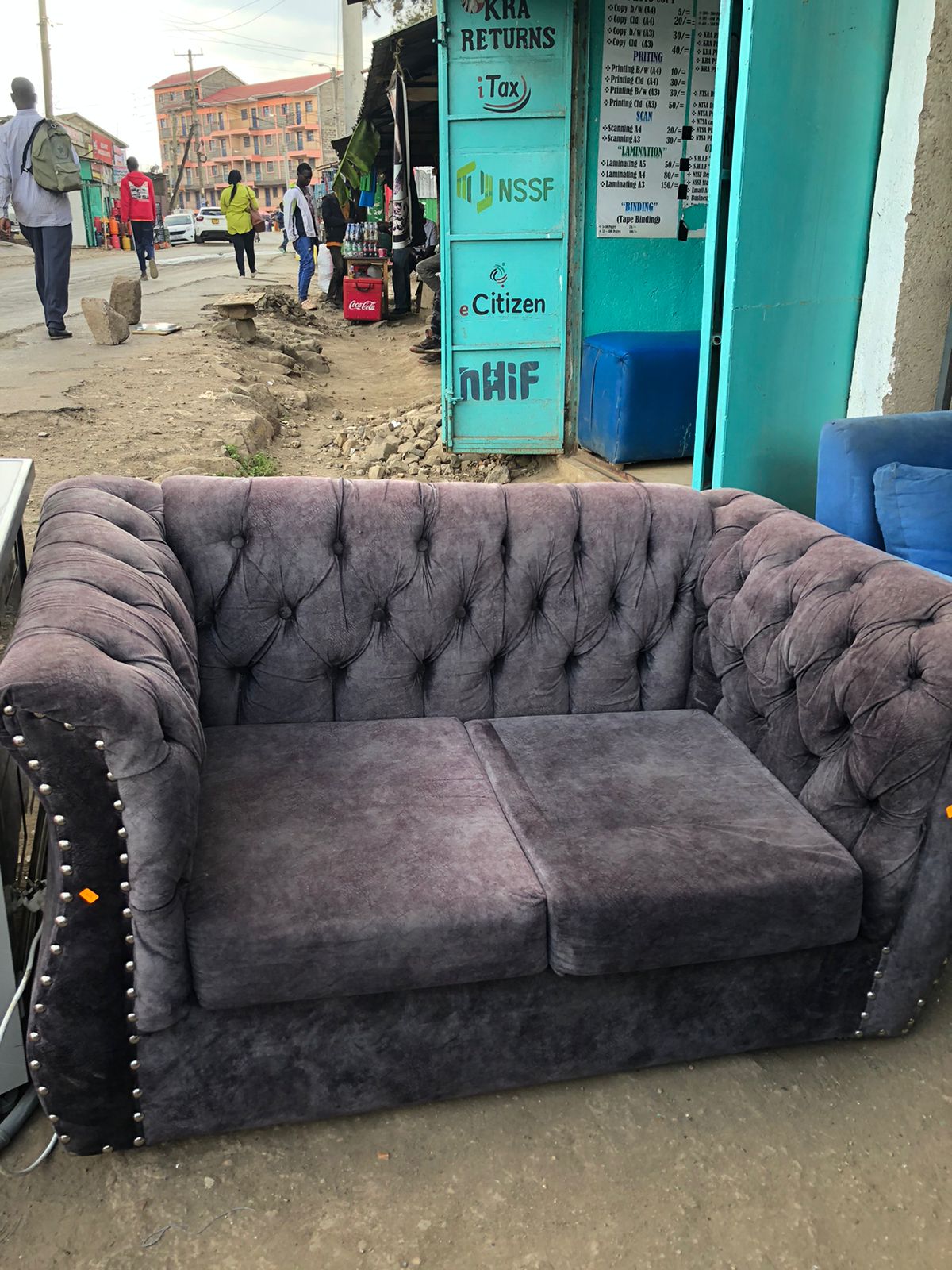 Grey, Brown 2-Seater Sofa