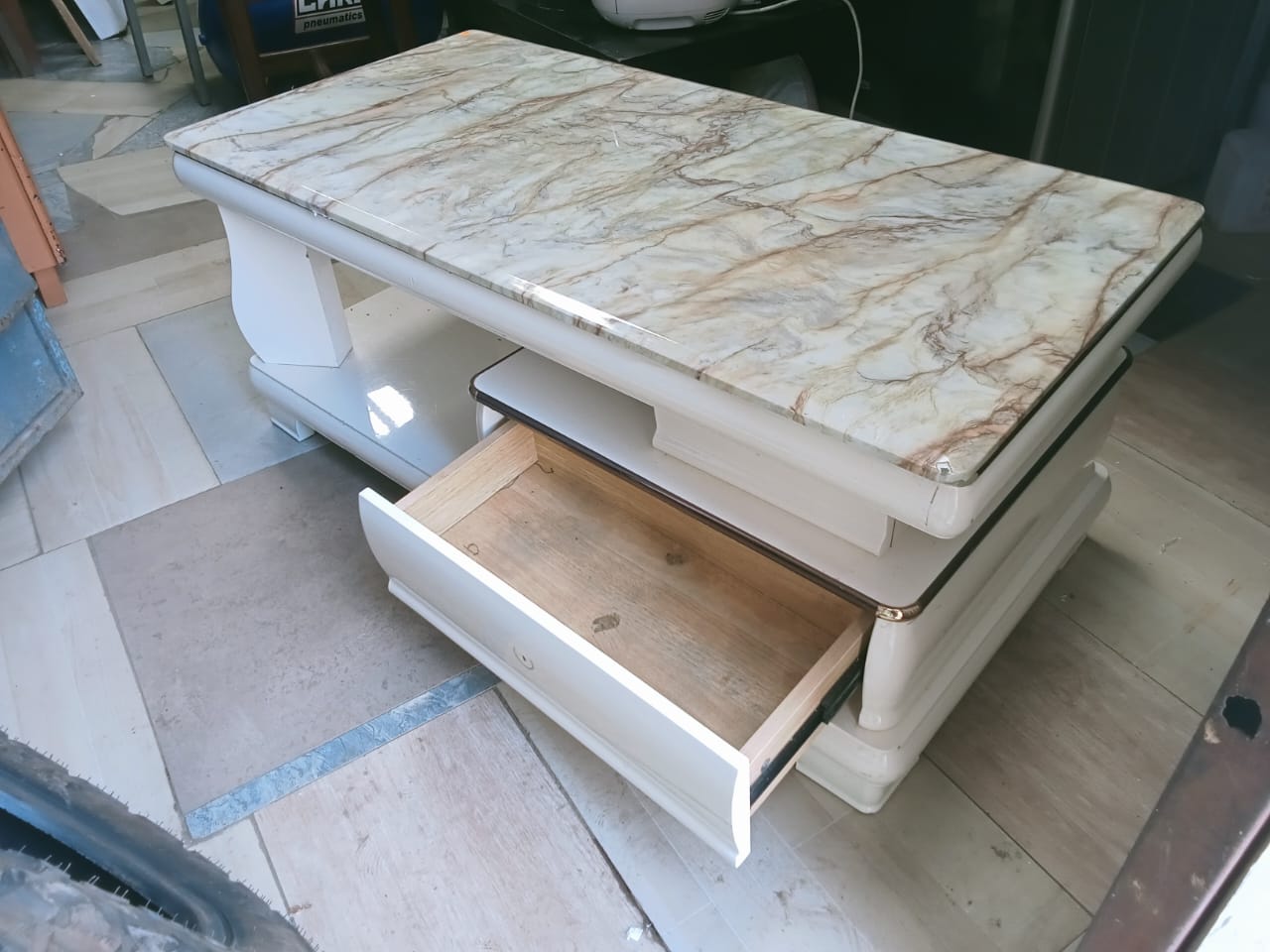 Off White Marble Top Coffee Table
