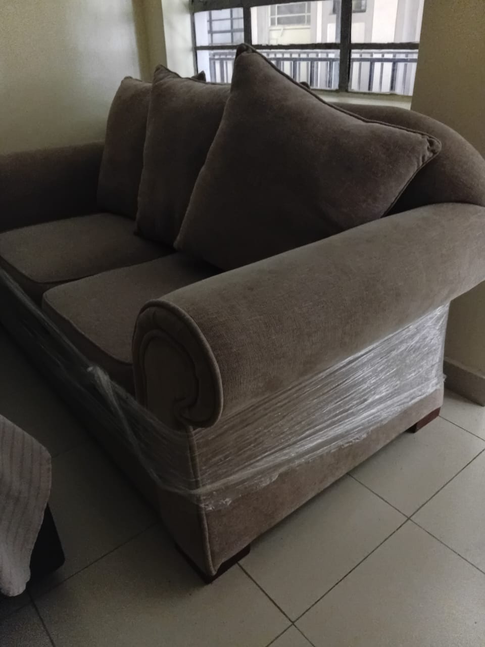Grey 2-Seater Fabric Sofa