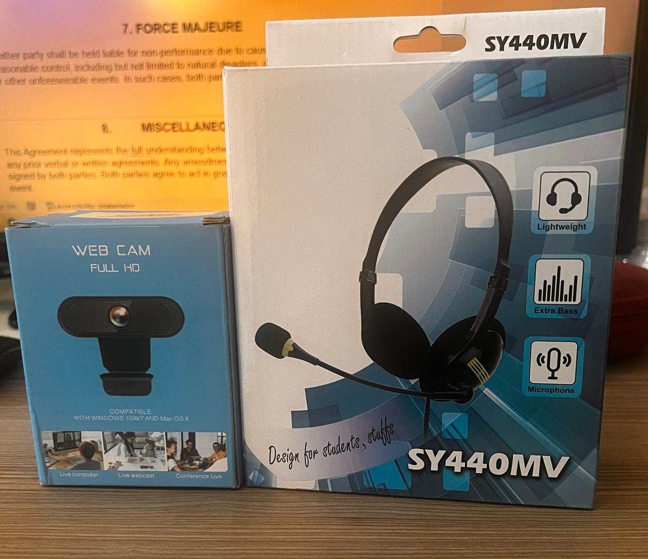 SY440MV Headphones + Full HD Webcam Combo