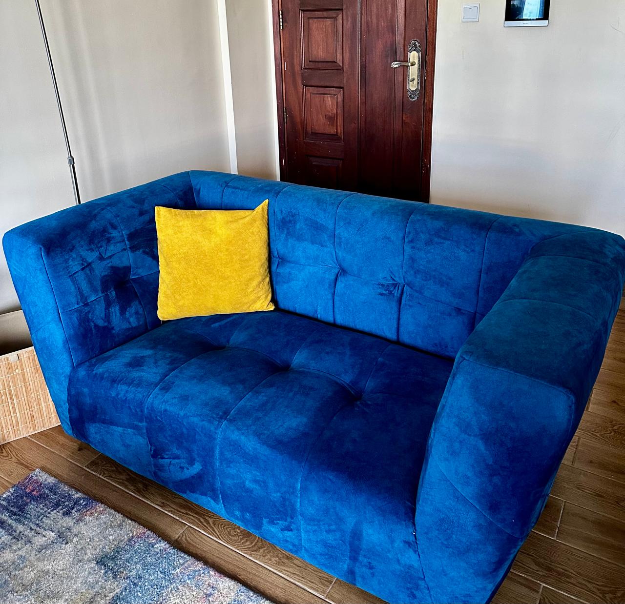 Elegant 3-Seater + 2-Seater Blue Sofa Set