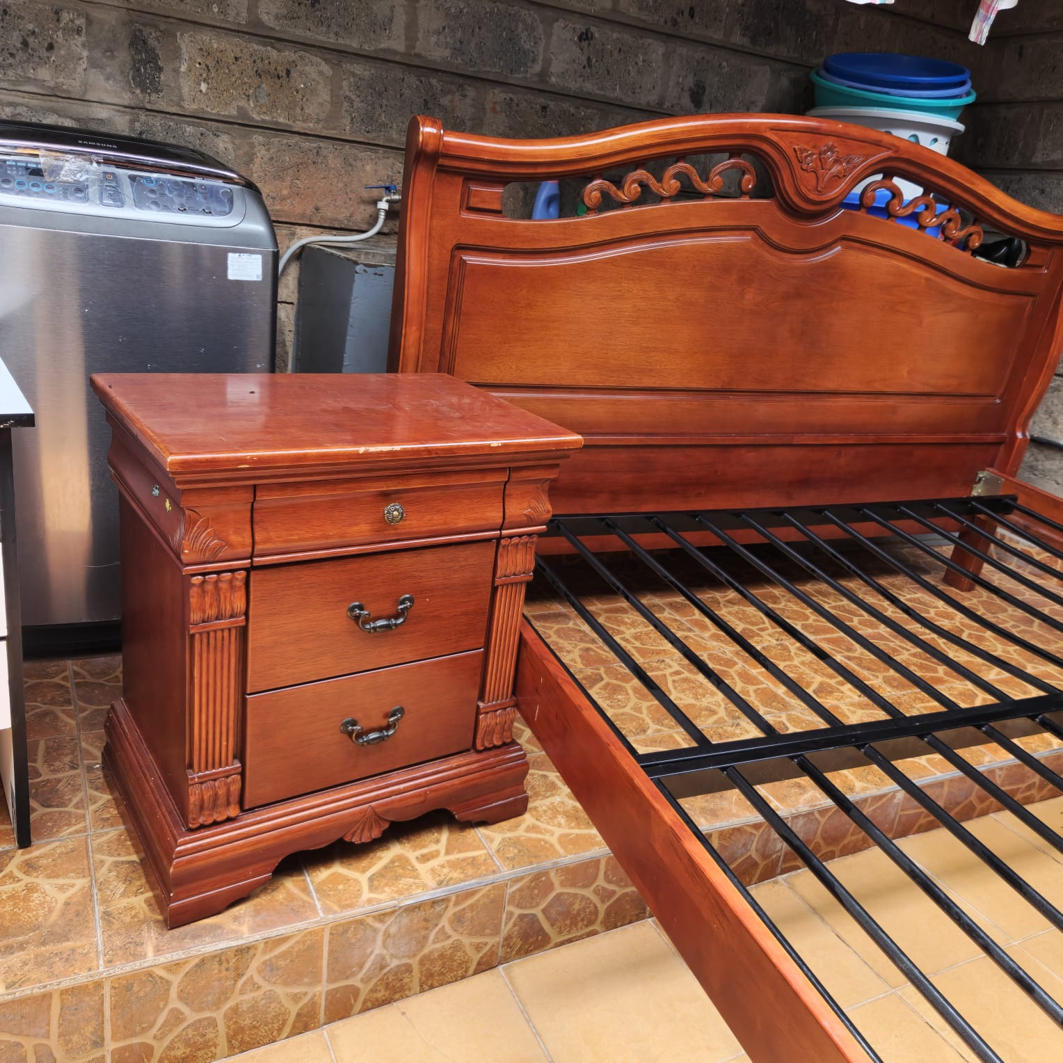 6x6 Mahogany Bed with 2 Side Bed Drawer 2 6x6 Mahogany Bed with 2 Side Bed Drawer