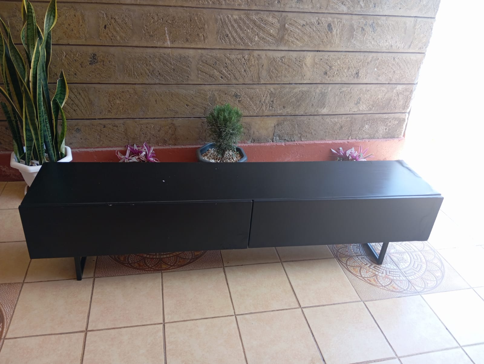 Modern Black TV Stand with Storage Drawers
