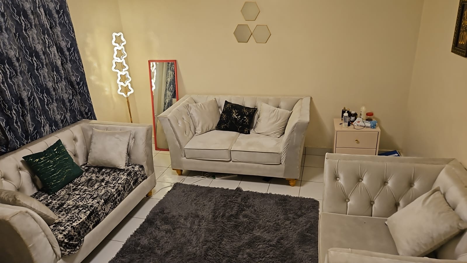 Modern 7 Seater Velvet Sofa Set.