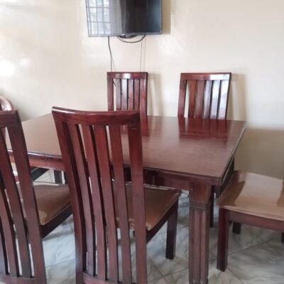 6 Seater Brown Hardwood Dining Table