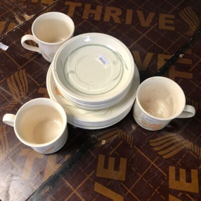 Ceramic Tea Cups & Matching Side Plates Set