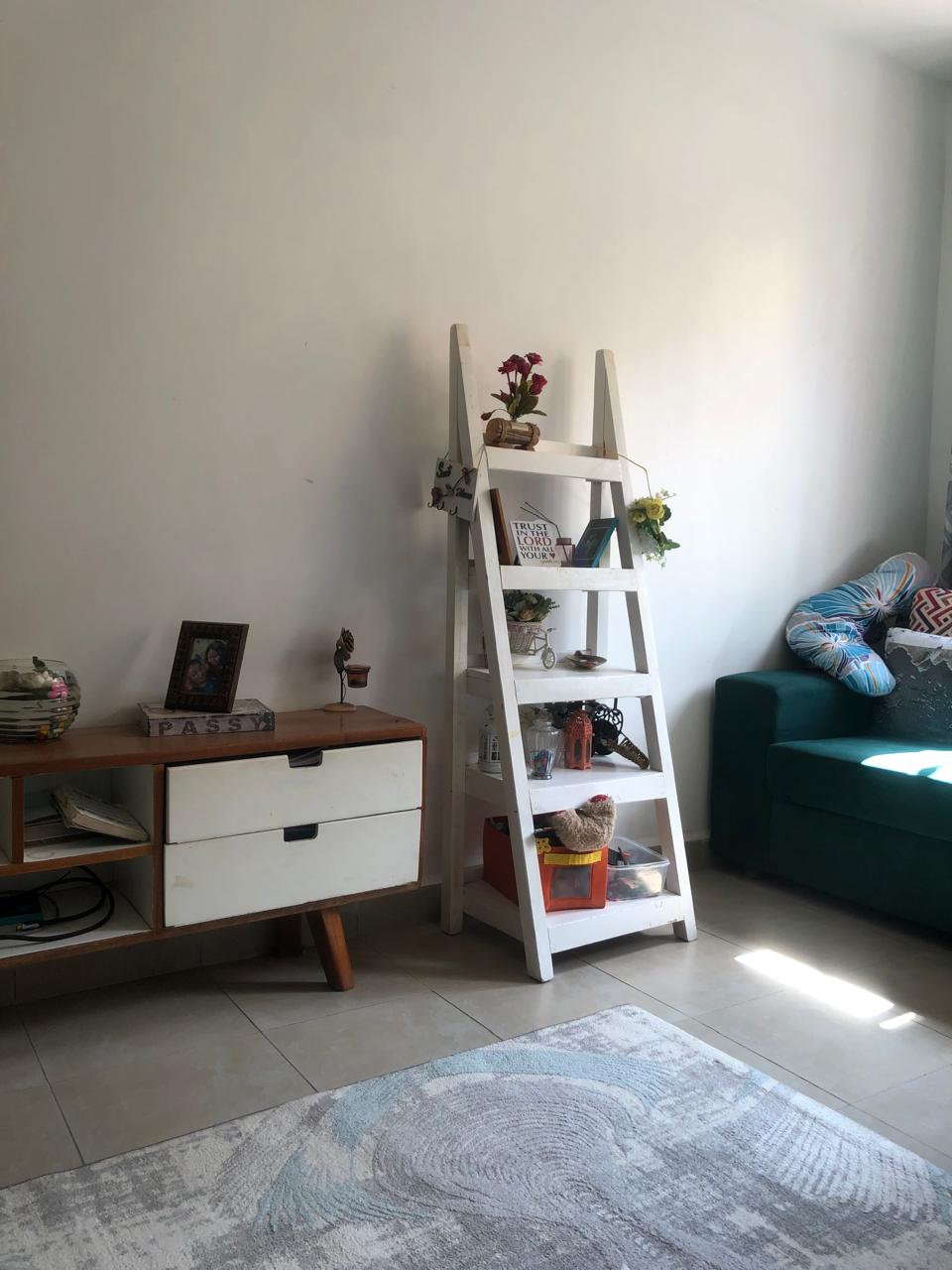 White Wooden Ladder-Style Display Shelf