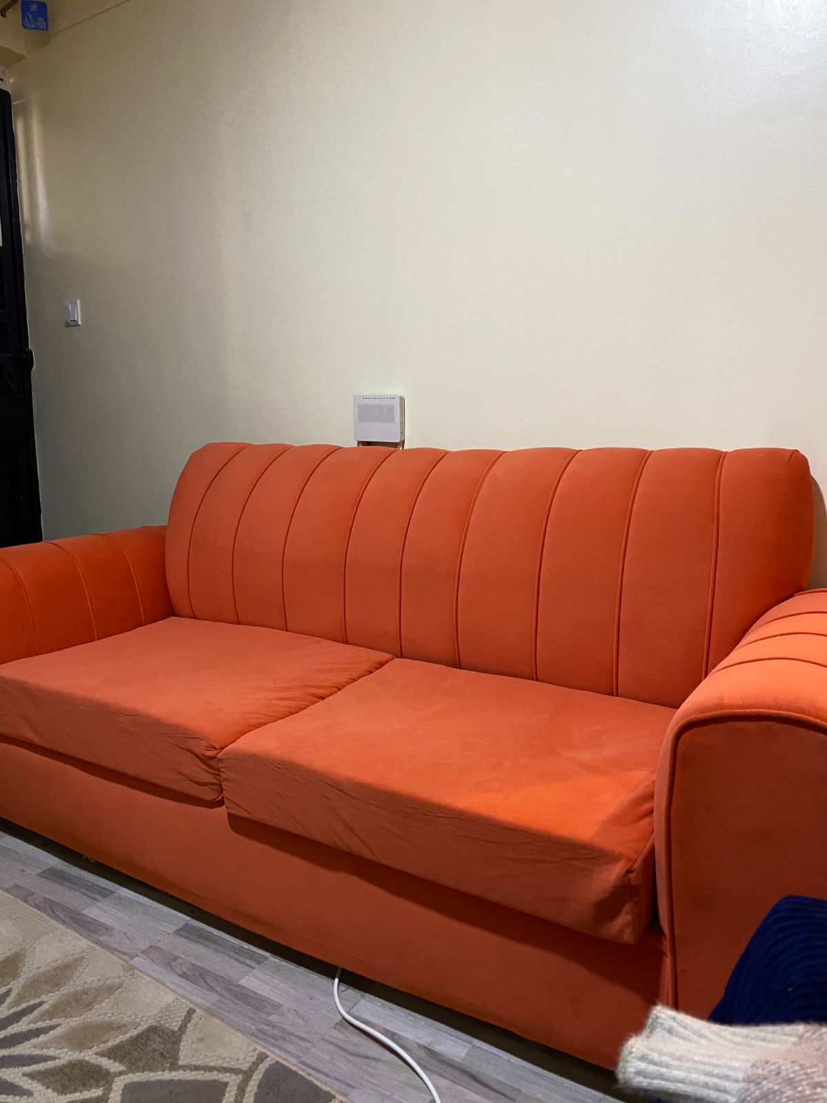 Modern 3-Seater Fabric Sofa In Orange