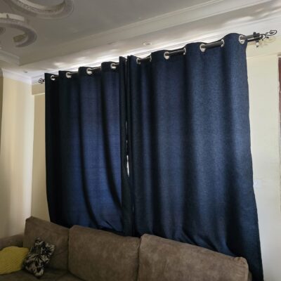 2 Navy Blue Curtains with Sheers