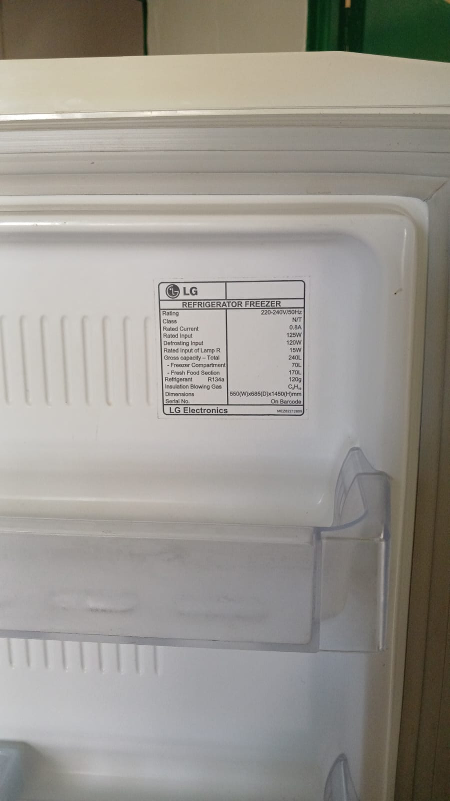240L LG DOUBLE DOOR FRIDGE