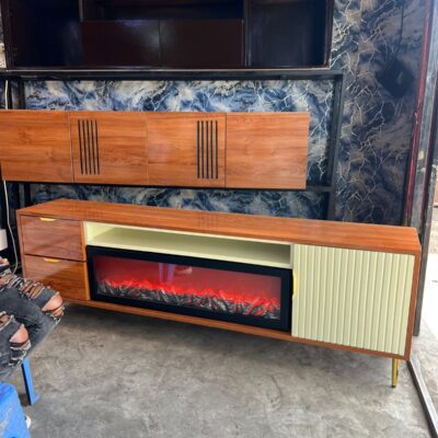 Modern TV Stand with Integrated Artificial Fireplace