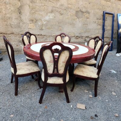 Round Marble-Top Dining Table