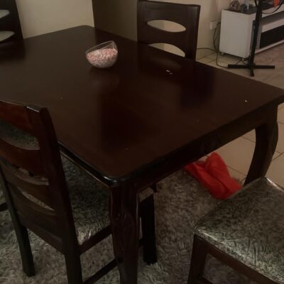Brown 6 Seater Wooden Dining Table Set