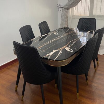 Modern Luxury Marble Top 6 Seater Dining Set