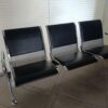 3-Seater Metal and Leather Waiting Bench