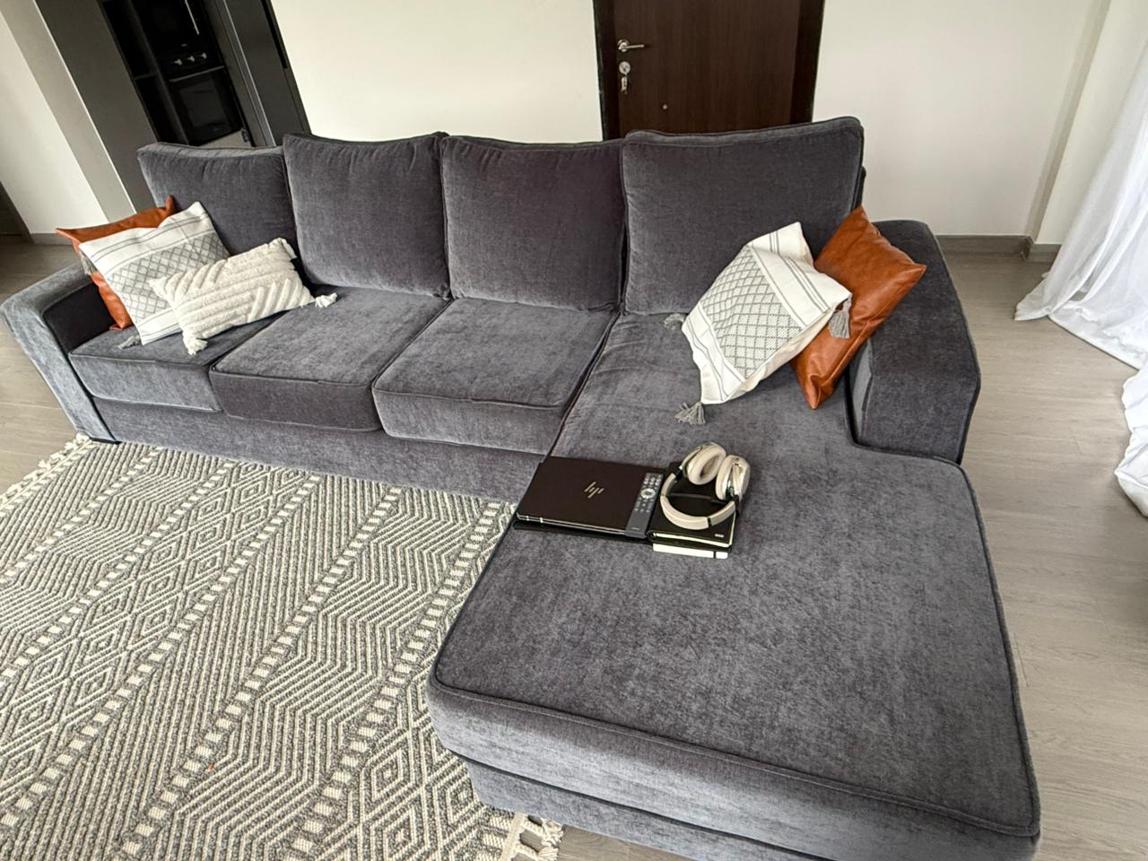 Used Grey 6-Seater L-shaped Sofa On Quick Sale 2 Used Grey 6-Seater L-shaped Sofa