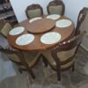 Clean 6 Seater Dining Set with Circular Table & Lazy Susan
