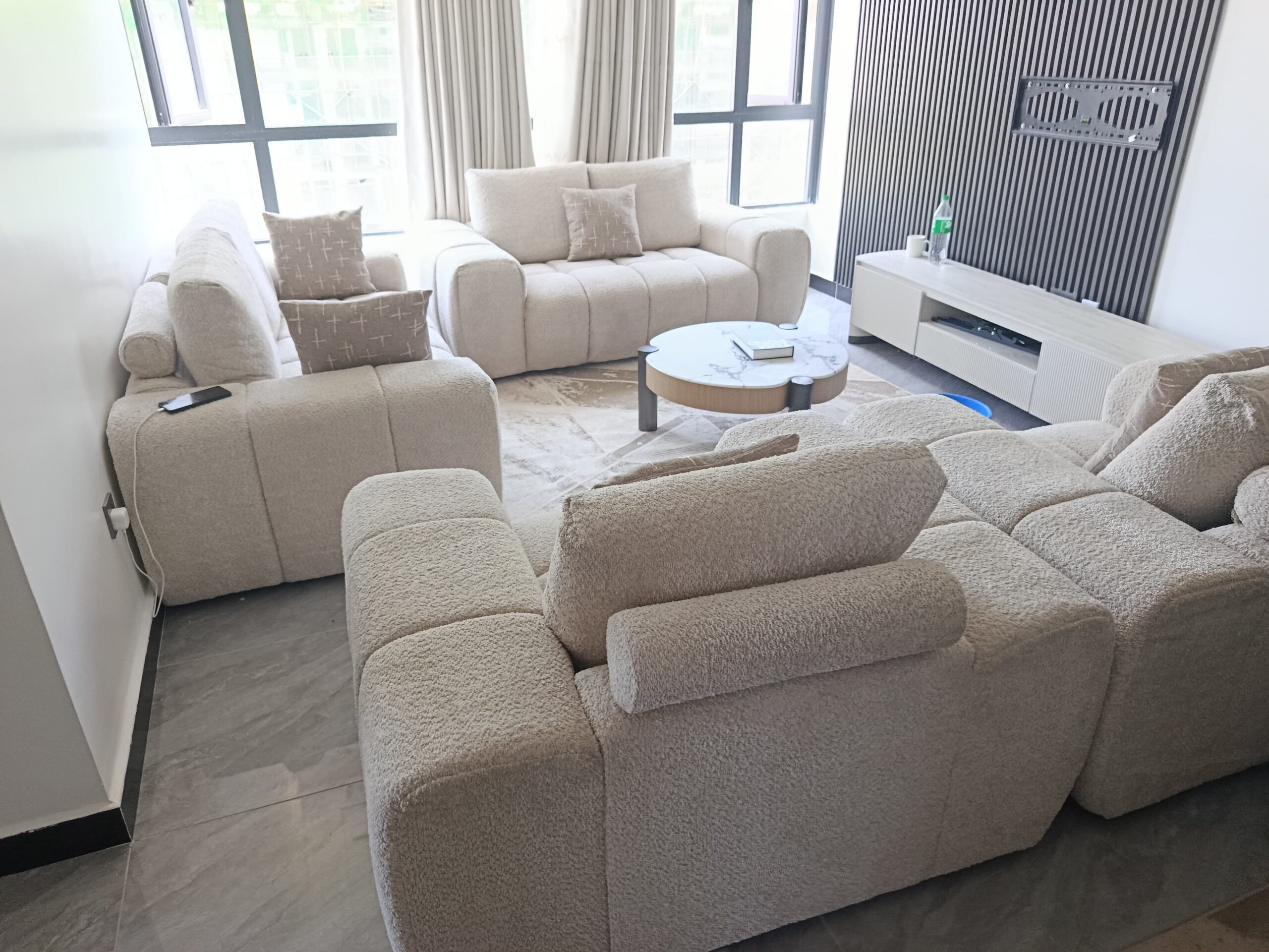 Luxury 7-Seater Frost Ivory Sofa