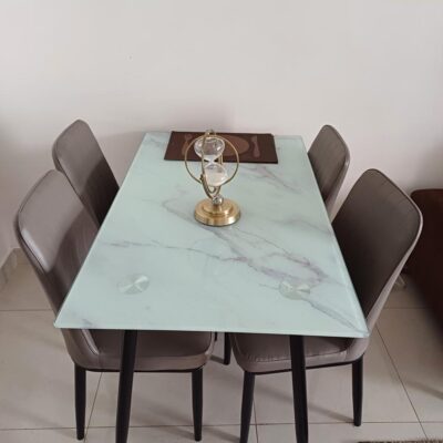 Refined 4-Seater Glass Dining Set