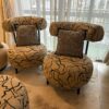 Modern Curved 3 Seater Fabric Sofa Set + Stylish Puff