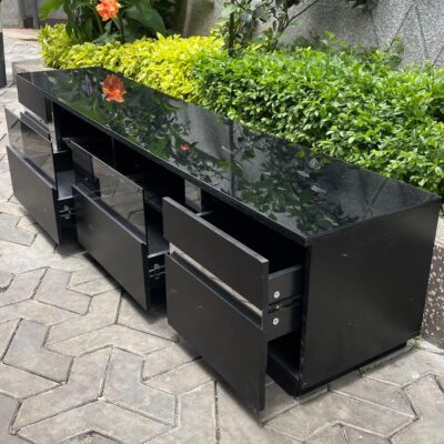 Black Glass Top TV Stand