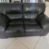 Elegant black 6-seater pure leather sofa