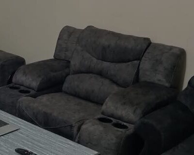 Clean 2 one-seater grey recliner chairs