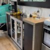 Modern 2-Tone Buffet Table & Matching Wall Mirror Set