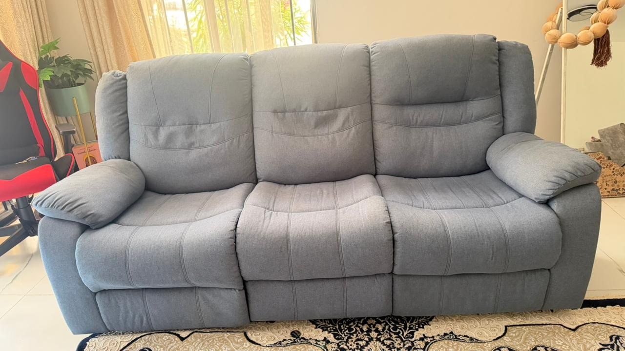 Clean 7-seater fabric reclining sofa 