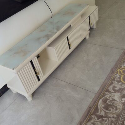 Polished Marble Top TV Stand