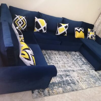 Spacious 9-Seater Navy Blue Sofa Set