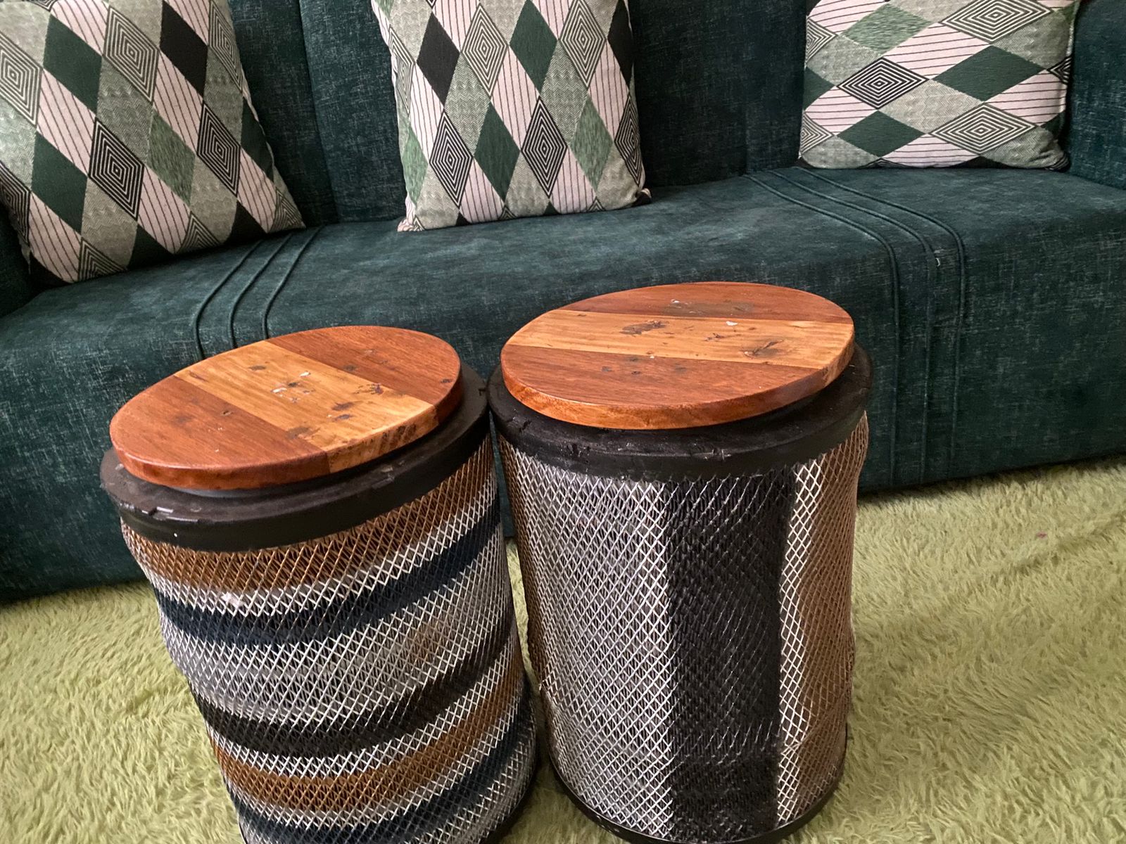 2 Clean Homemade Cylindrical Stools 