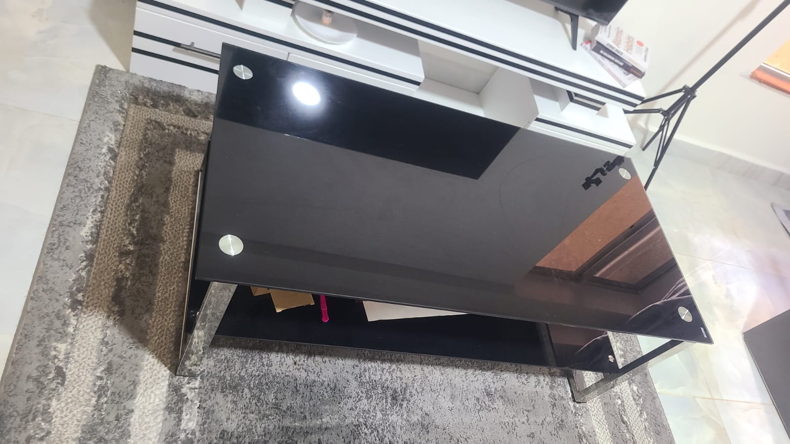 Black tempered glass coffee table