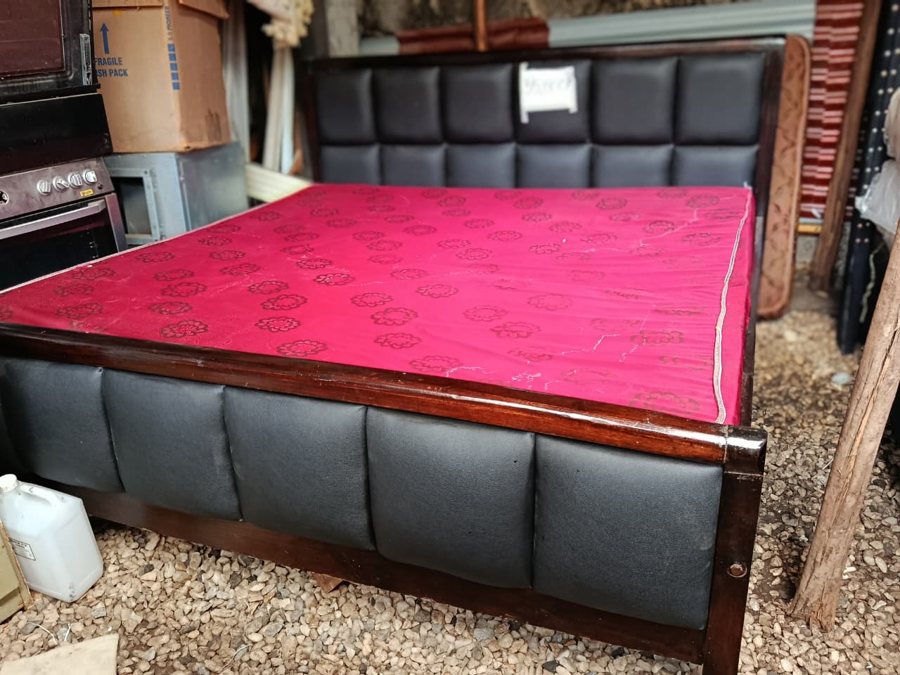 Dark Tan Mahogany 6X6 Upholstered Bed