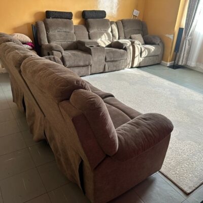 Comfortable Brown 6-Seater Recliner Sofa