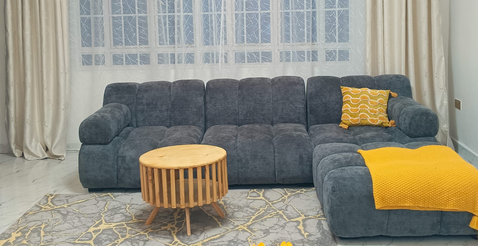 Modern Grey 5-seater bubble seat+ Ottoman