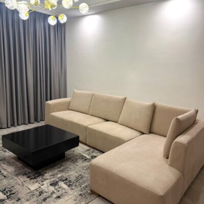 CREAM L-SHAPE SOFA SET