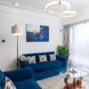 5 Seater Blue Sofa Set with Spring Cushions 