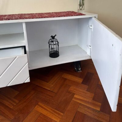 6ft White Solid Wood TV Stand