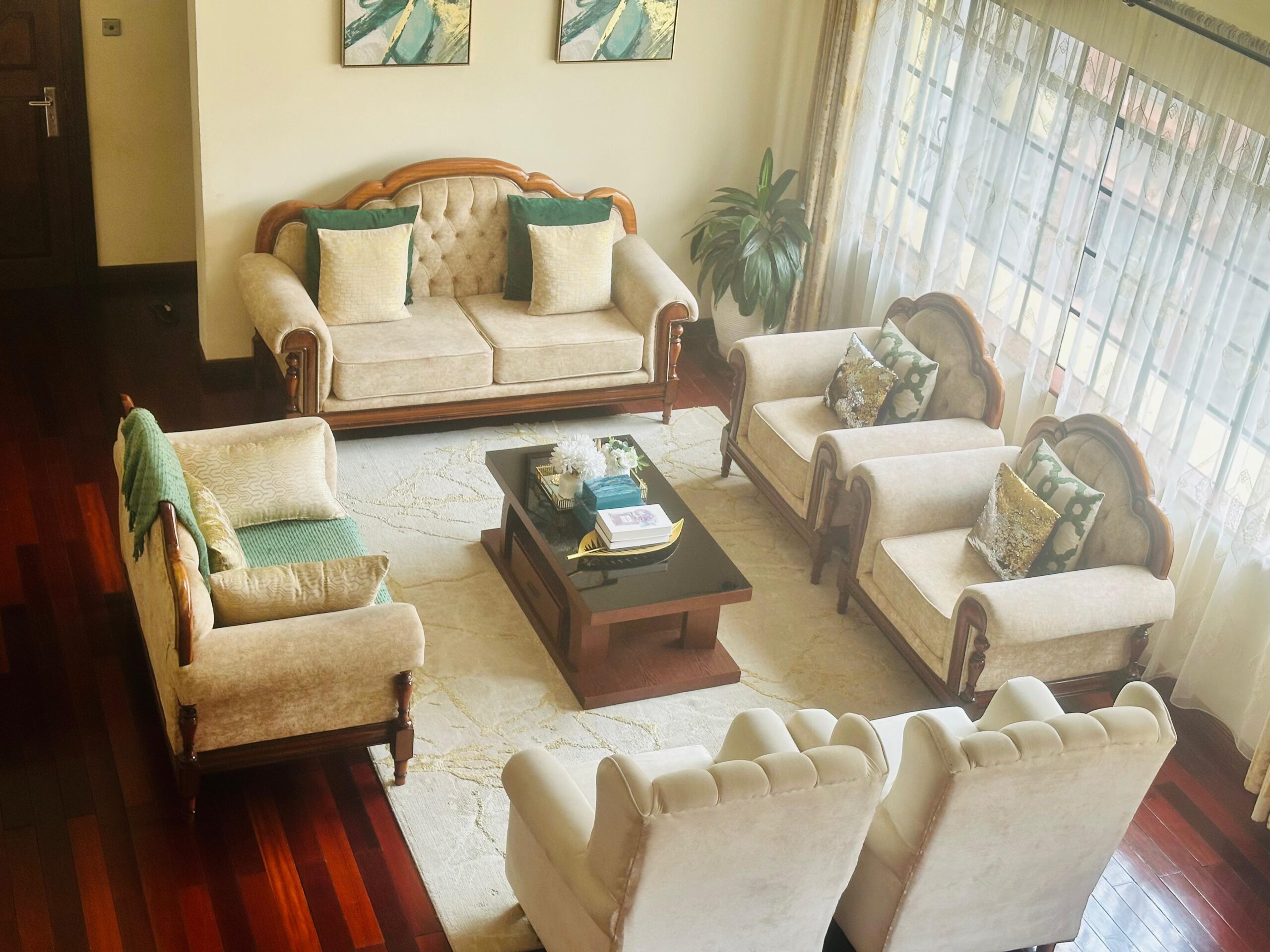 Spacious 9-Seater Sofa Set + Coffee Table